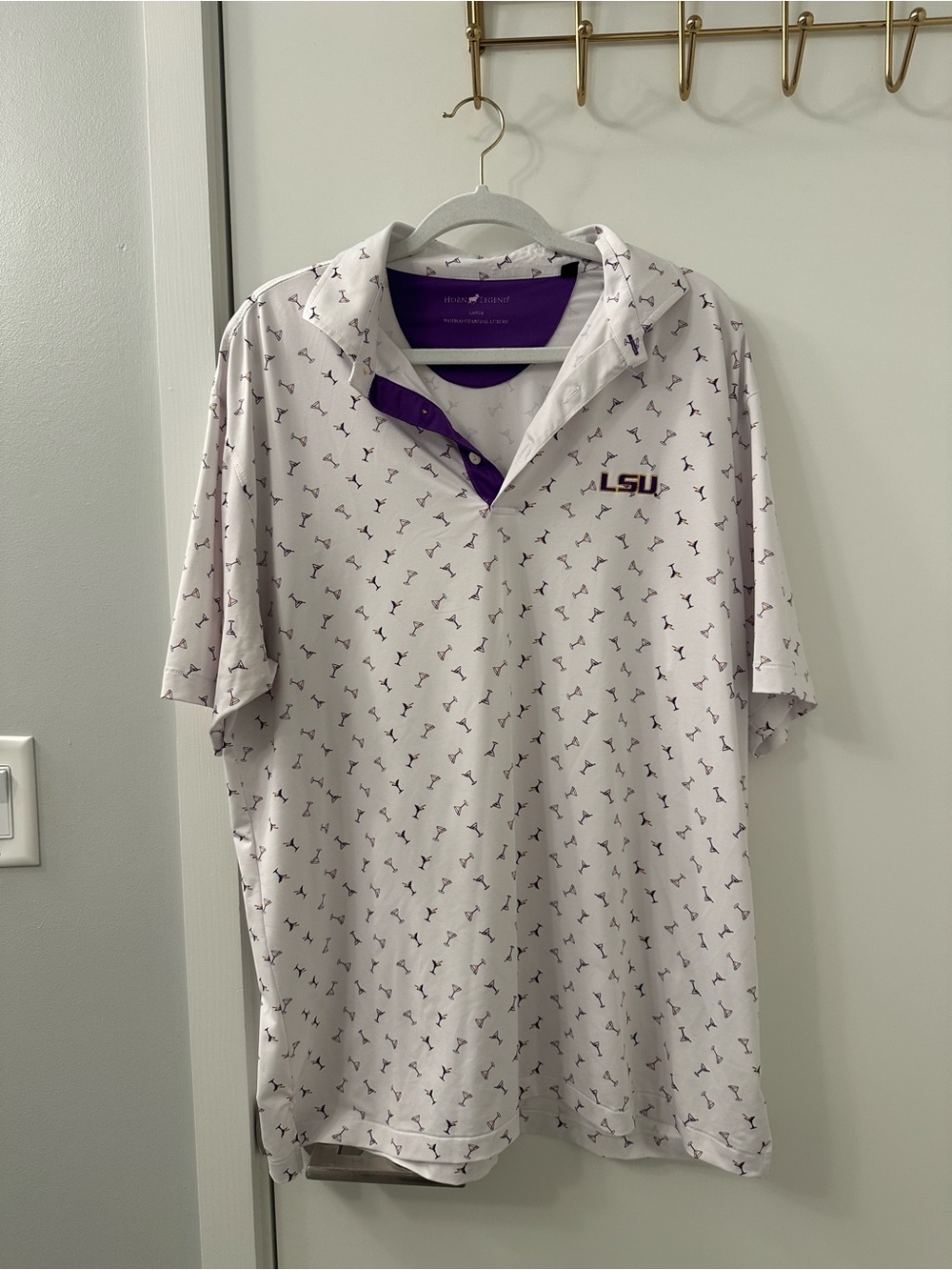 Men’s White & Purple Logo Polo Shirt